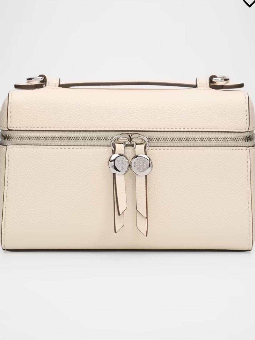 Tory Burch Romy Slim Leather Top-Handle Bag Light Cream Refurbished